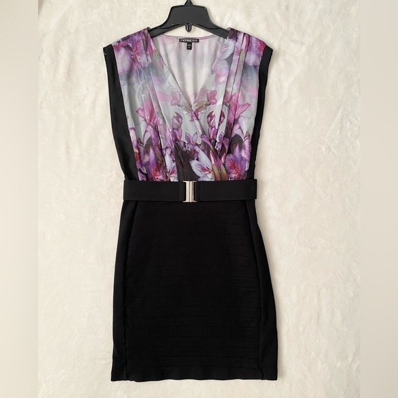 Express Belted Floral Print Dress Small - Picture 6 of 13